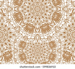 Seamless floral pattern motif coloring mandala drawn with a pen. black and white. Ethnic, fabric, motifs. Vector, abstract flower mandala. Decorative elements for design. EPS 10.