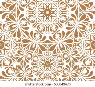 Seamless floral pattern motif coloring mandala drawn with a pen. black and white. Ethnic, fabric, motifs. Vector, abstract flower mandala. Decorative elements for design. EPS 10.