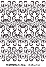 Seamless floral pattern motif coloring mandala drawn with a pen. black and white. Ethnic, fabric, motifs. Vector, abstract flower mandala. Decorative elements for design. EPS 10.