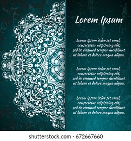 Seamless floral pattern motif coloring a mandala drawn with a pen. green, turquoise, yellow-green and white. fabric, motifs. Vector, abstract mandala flower. Decorative elements for design. EPS 10.