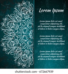 Seamless floral pattern motif coloring a mandala drawn with a pen. green, turquoise, yellow-green and white. fabric, motifs. Vector, abstract mandala flower. Decorative elements for design. EPS 10.