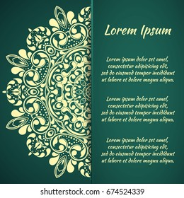 Seamless floral pattern motif coloring a mandala drawn with a pen. green, turquoise, yellow-green and white. fabric, motifs. Vector, abstract mandala flower. Decorative elements for design. EPS 10.