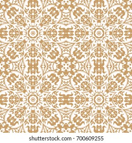 Seamless floral pattern motif coloring a mandala drawn with a pen. gold, yellow and white. Ethnic, fabric, motifs. Vector, abstract mandala flower. Decorative elements for design. EPS 10.