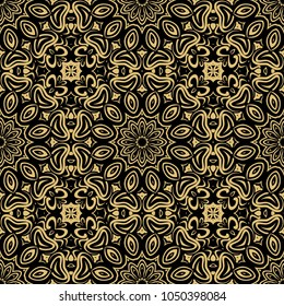 Seamless floral pattern motifs suitable for wallpaper and fabric design. Vector illustration. Monochrome