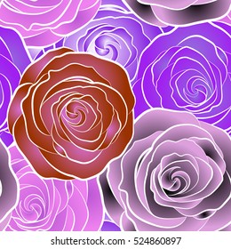Seamless floral pattern. Motley roses with a band of flowers. Watercolor painting seamless pattern.