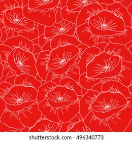 Seamless floral pattern with multicolor flowers, watercolor effect. Vector flower illustration. Seamless pattern with multicolored floral motif.