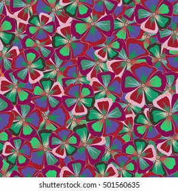 Seamless floral pattern with multicolor flowers, watercolor effect. Vector flower illustration. Seamless pattern with multicolored floral motif.