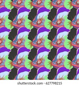Seamless floral pattern with multicolor flowers, watercolor effect. Vector flower illustration. Seamless pattern with multicolored floral motif.