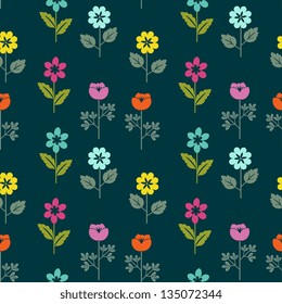 Seamless floral pattern with multicolored flowers