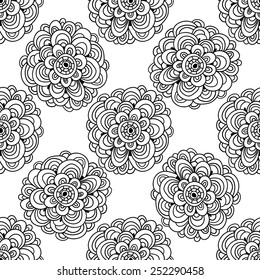 Seamless floral pattern in naive ethnic style, folk motifs.