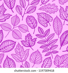 Seamless floral pattern. Nature, leaves concept. Decorative background vector illustration