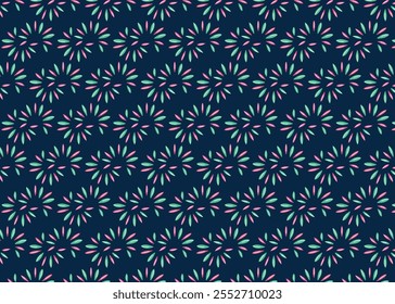 Seamless Floral Pattern with Neon Petals on Dark Background – Vibrant Retro-Inspired Design for Fabrics, Wallpapers, and Digital Projects