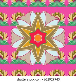 Seamless floral pattern with nice doodles flowers. Vector illustration. Beautiful fabric pattern. Cute Floral pattern in the small flower.