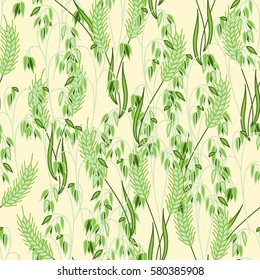 Seamless Floral Pattern with oats and wheat.