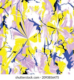 Seamless floral pattern, office design wallpaper, wrapping paper, freehand drawing - flowers, leaves and geometric print pattern
