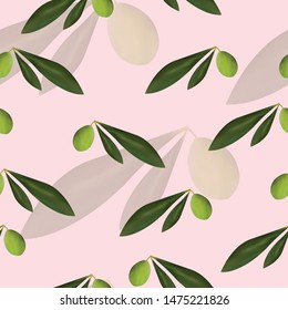 seamless floral pattern with olive trees vector on pink background - floral pattern