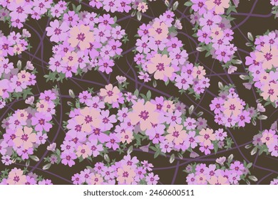 Nahtloses Blumenmuster auf einem abstrakten Hintergrund mit einer Wellenlinie. Vektorgrafik