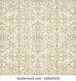 Seamless floral pattern on antique paper