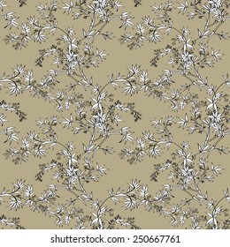 Seamless floral pattern on beige background vector illustration