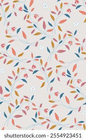 Seamless floral pattern on a beige color. digital textile design