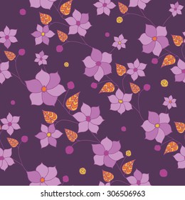 Seamless floral pattern on a beige background