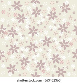 Seamless floral pattern on beige background. Beautiful abstract texture with flowers and cute background for web design or desktop wallpaper, linen, tile and more creative designs.