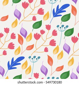 Seamless floral pattern on beige background.