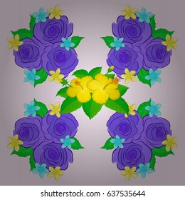 Seamless Floral Pattern on a beige background. Vector rose flowers and green leaves seamless pattern.