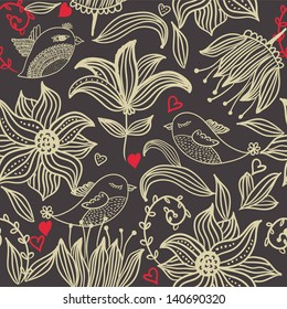 seamless floral pattern on black background