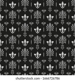 patrón floral transparente sobre fondo negro en ilustración vectorial de estilo asiático