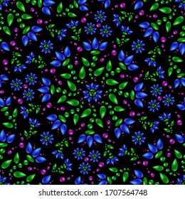 Seamless floral pattern on a black background