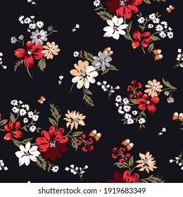 seamless floral pattern on black