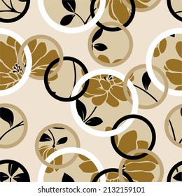 Seamless floral pattern on black. Vector Illustration.