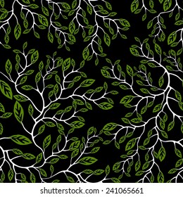 Seamless floral pattern on the black background