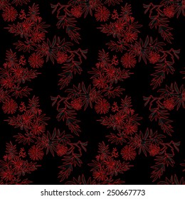Seamless floral pattern on black background vector illustration