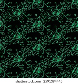 seamless floral pattern on black background
