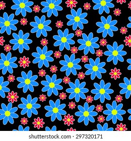 Seamless floral pattern on a black background