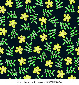 Seamless floral pattern on a black background