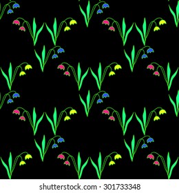 Seamless floral pattern on a black background