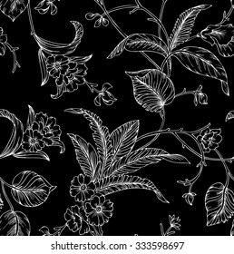 seamless floral pattern on black background