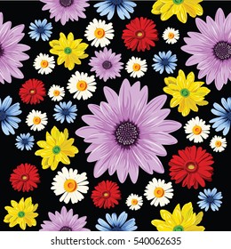 seamless floral pattern on black background