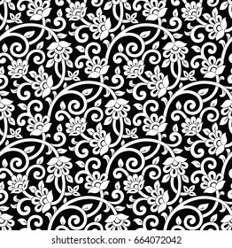 Seamless floral pattern on black background