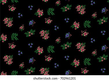 Seamless floral pattern on a black background