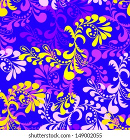 seamless floral pattern on blue background vector