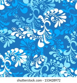 seamless floral pattern on blue background vector