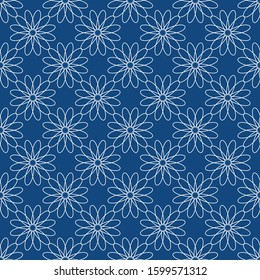 Seamless floral pattern on the blue background