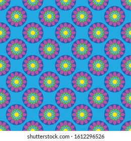 Seamless floral pattern on the blue background
