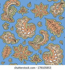 seamless floral pattern on a blue background. Seamless pattern for textiles