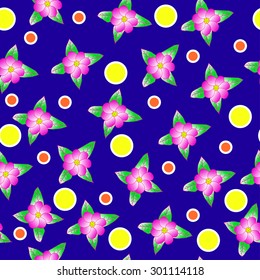 Seamless floral pattern on a blue background