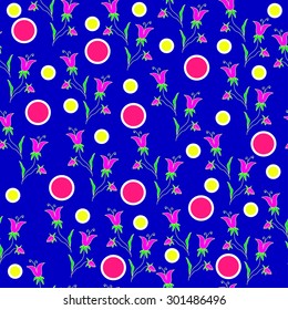 Seamless floral pattern on a blue background